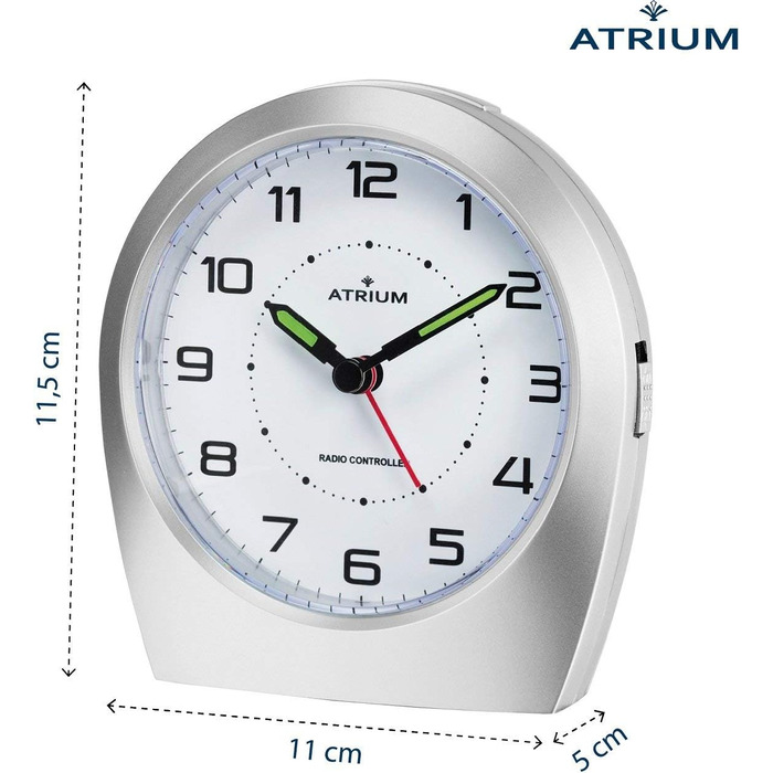 Atrium Funkwecker Analog Quartz Silent Movement Classic Design Matte Silver A620-19