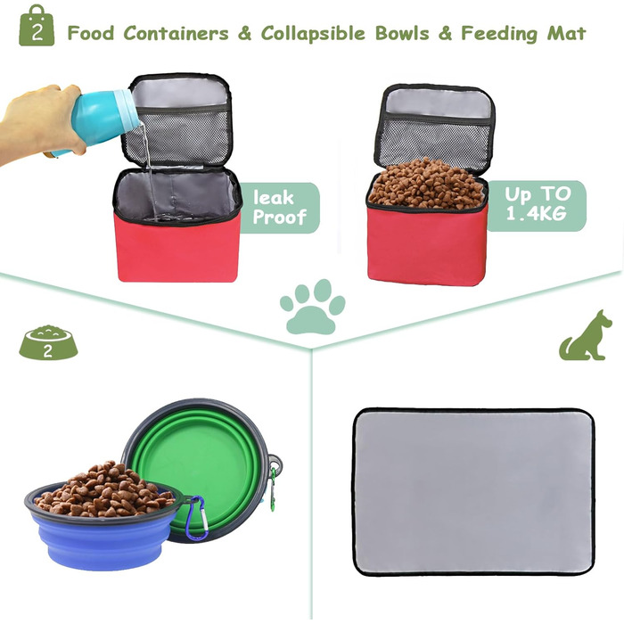 Сумка для собак Wolt: подорожі та аксесуари (2 миски, 2 контейнери, підкладка)