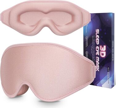 Маска для сну 3D з memory foam, повна світлонепроникність, регульована, рожева, для жінок