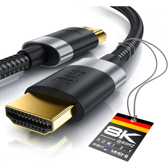 HDMI 2.1 кабель 1.5м - 8K@60Hz/120Hz, 4K@240Hz, HDR, Ethernet, ARC, для PS4/Xbox, UHD II, 8K, 4K, 1.5м