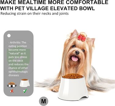 Миска для собак Petvillage, антиковзаюча, з нержавіючою сталі, піднята, для маленьких та середніх собак, спанієлів, велика місткість, 3 л (2 л, білий/розкішний сад)
