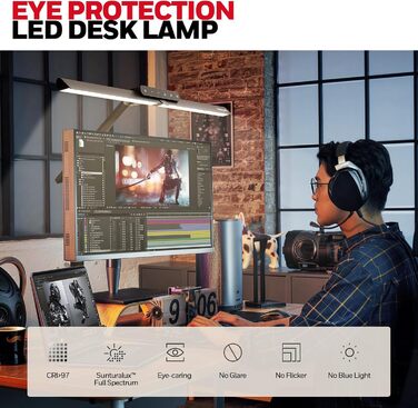 LED лампа для столу Honeywell HJ1 Sunturalux™ - регульована, для офісу та дому, з кріпленням, чорна