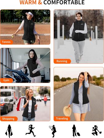 Електрична гріюча жилетка для жінок, чорна, з акумулятором 7.4V 10000mAh, 3 режими нагріву, ідеальний подарунок на Різдво
