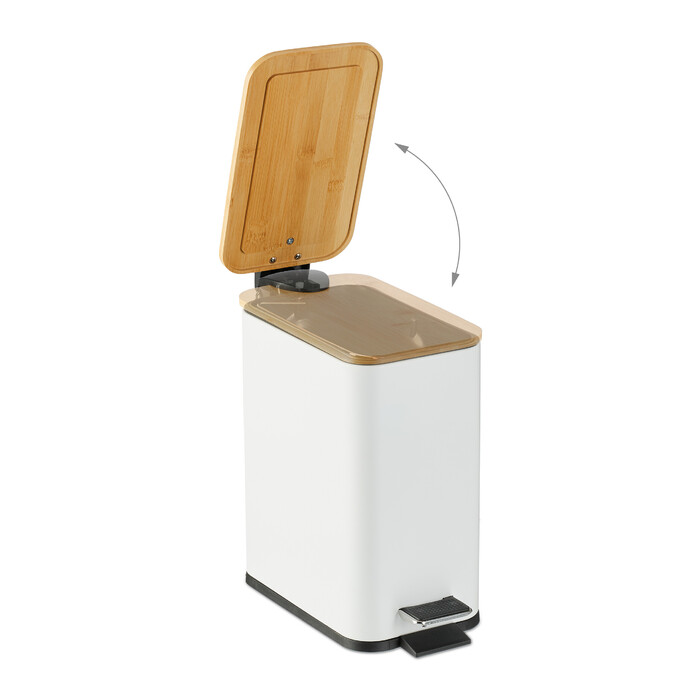 Relaxdays Trash Can 5 l with Bamboo Lid