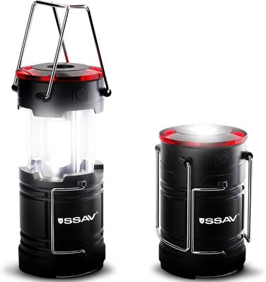 LED Camping Lantern, Flashlight, LED Lanterns, suitable for hurricanes, emergency light for storms, power outages, portable outdoor lanterns, black and red, foldable, batteries included, 1
