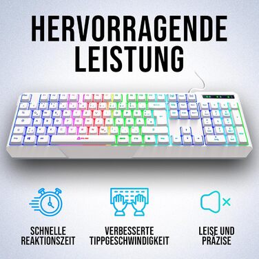 KLIM Chroma - ігрова клавіатура QWERTZ DE з підсвічуванням RGB, USB, водовідштовхувальна, ергономічна, для PC, Mac, PS5, PS4