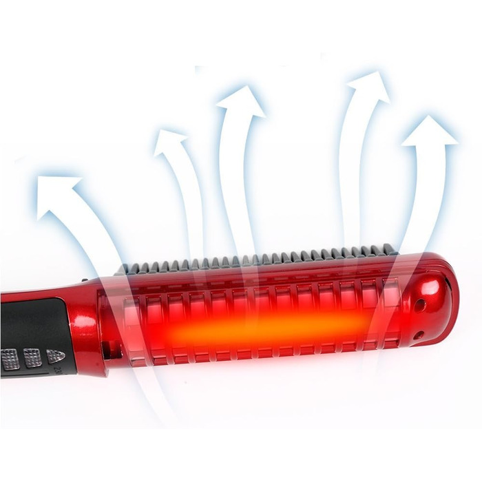 Випрямляч для волосся Pro-Ion: щітка для випрямлення волосся, анти-опік, стилінг (червоний)