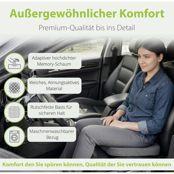 Подушка ортопедична для автосидіння Feela® (Medium, 60-80 кг) – підтримка спини та куприка, 3 ступені жорсткості, темно-сіра