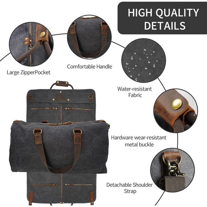 Дорожній костюм-органайзер 2-в-1 American Casual Canvas Leder для одягу та аксесуарів, чорний
