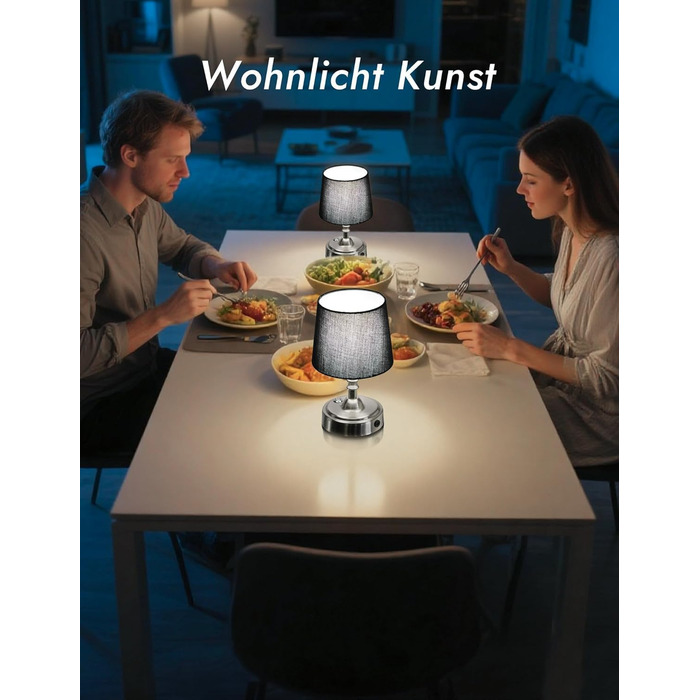 LED-лампа настільна бездротова з акумулятором 4000mAh, тепле світло 2700K, сенсорне керування, з адаптером/кабелем, для спальні, подарунок (золота)