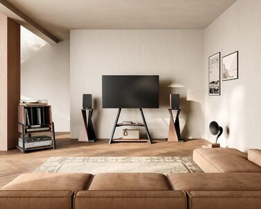 FITUEYES Полиця для програвача вінілу Eiffel Braun - компактна Hi-Fi тумба для платівок