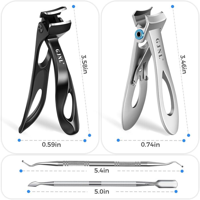 Нігтеріз для літніх людей та товстих нігтів, 16 мм/37 мм ширина отвору, міцний нігтеріз для чоловіків з товстими нігтями, 45° кут заточування, вигнута леза, для видалення врослого нігтя (чорний)