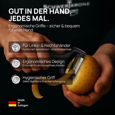 Набір з 2 шматків овочечисток Schwertkrone® (Німеччина) - для картоплі, овочів, спаржі, огірків. Підходить для правші та лівші