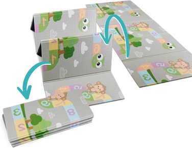 Paco Home дитячий ігровий килимок-мат складний, двосторонній, з тваринами, 150x200 см, різнокольоровий