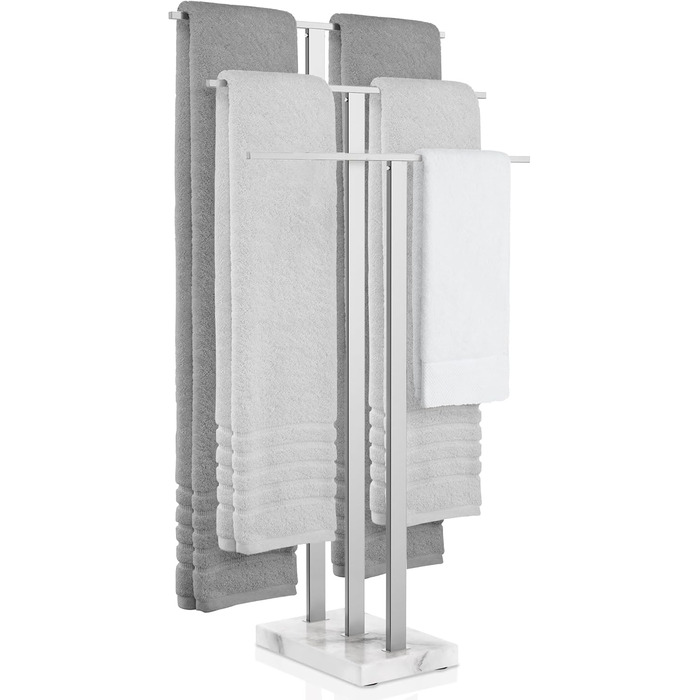 Підставка для рушників KES, вільна стоянка, 3 стійки, нержавіюча сталь SUS304, з мармуровою основою, BTH217S3-2 (полірована)