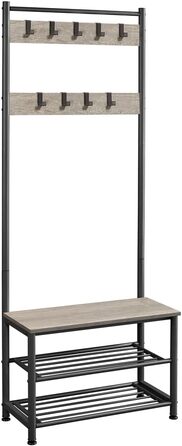 Yaheetech Clothes Rack Wardrobe Clothes Rack with 3 Shelves, Shoe Shelves, Wardrobe Hooks, Height 184.5cm, Width 72.5cm, Depth 33cm, for Bedroom/Dressing Room/Living Room/Storage Room Grey
