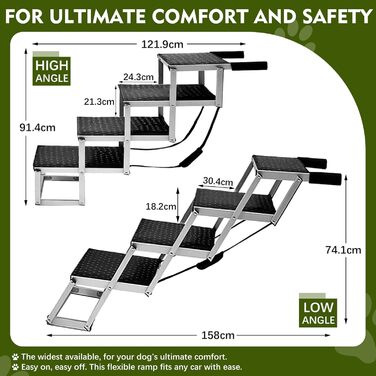 Сходинки для собак великих порід, широкі, 4 сходинки, складана пандус для собак, легкі та неслизькі, для автомобіля, вантажівки та SUV, витримує до 100 кг