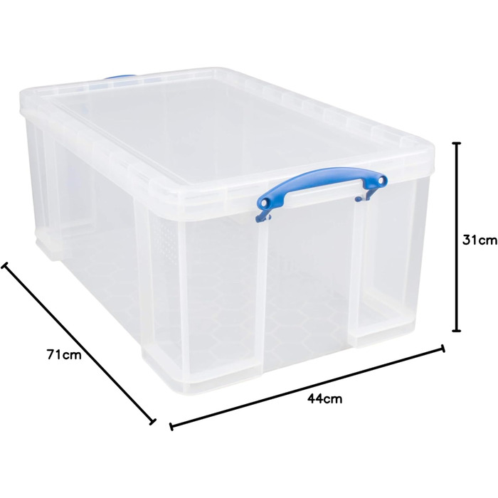 Really Useful Box 2-Pack, 64 Liter, for Organizing and Storing, 710 x 440 x 310 mm, transparent (Single)