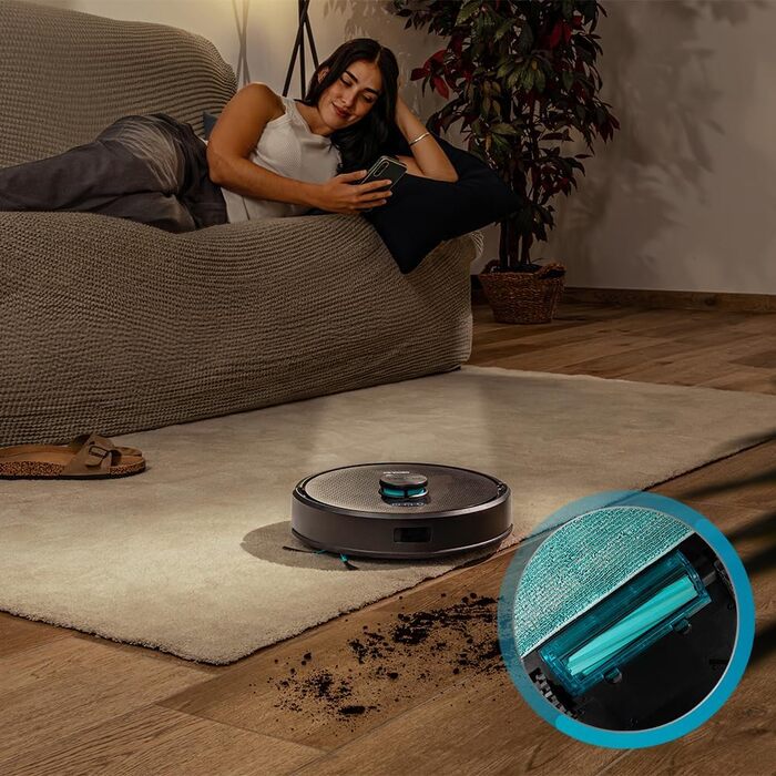 Робот-пилосос та робот-мийник Cecotec Conga Y50 X-Treme з автопорожненням. Лазерна навігація, потужність всмоктування 5000Pa, база з баком 3л, мультифункціональна щітка, керування через додаток