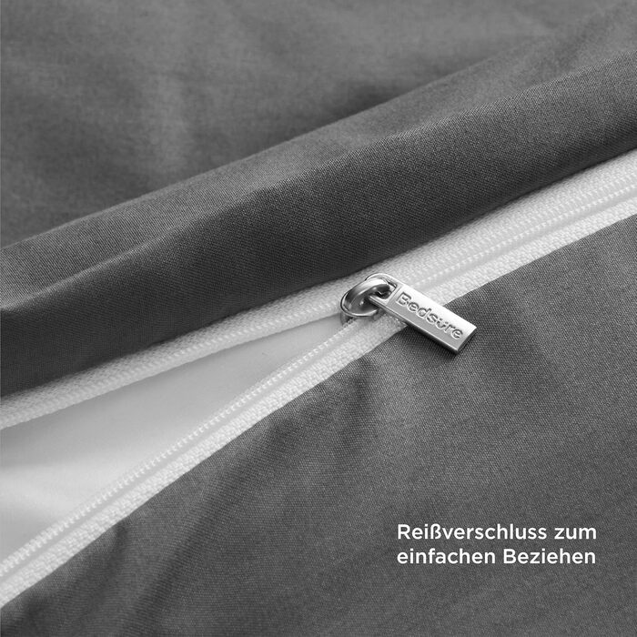 Комплект постільної білизни BEDSURE 135x200 4-х частинний антрацитовий: 2 наволочки 135x200 см + 2 наволочки 80x80 см, мікрофібра, поліестер, з блискавкою, сертифікат ÖKO-TEX