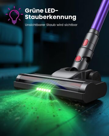 Бездротовий акумуляторний пилосос 45000 Па/580 Вт/70 хв, легкий, 6-в-1, з LED дисплеєм, станцією зарядки та насадкою проти спутання шерсті, для твердих поверхонь, килимів та шерсті тварин