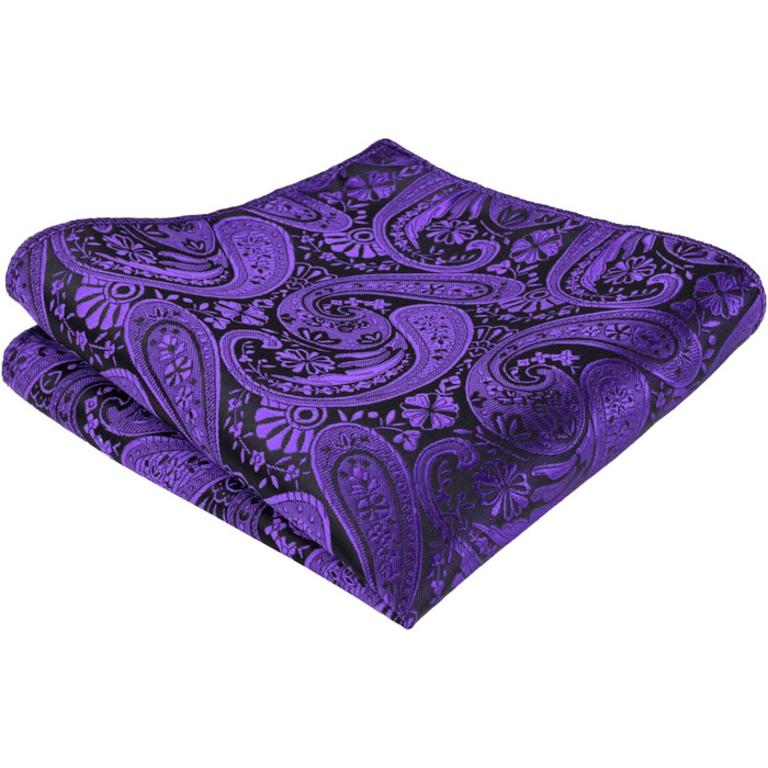 Набір краватки з градієнтом Paisley, кишенькового хустинки та запонок Alizeal (028-Темно-фіолетовий)