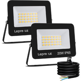 Lepro 50W LED Flood Light Outdoor 2 Pack, 4250LM Super Bright Outdoor Floodlights, IP65 Waterproof LED Flood Light, 5000K Cool White Spotlight, Outdoor Lamp for Garden, Courtyards, Garage, Hotel, Sports Field (20.0 Watt)