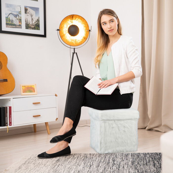 Relaxdays Seat Cube з хутром