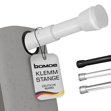 Телескопічна штанга для душу без свердління, 140-260 см, регульована – штанга для карнизів, що кріпиться без свердління, протиковзна, для душу, біла