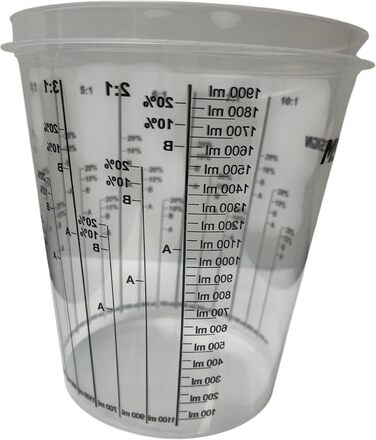 MST-DESIGN Paint Mixing Cups, 20 Pieces with 2300 ml | Robust Measuring Cups with Mixing Scale | Mixing Cups for Stirring Paints, Fillers, Wood Stains, etc. | Mixing Cups | High-Quality Paint Accessories