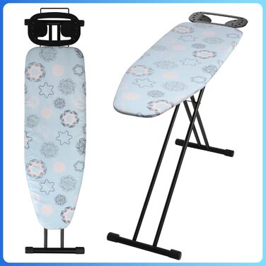 KADAX Ironing Board, 120x38 cm Folding Ironing Table, Height-Adjustable Steaming Ironing Table, Ironing Board with Non-Slip Feet, Table with 8mm Foam Padding (Dark Blue)