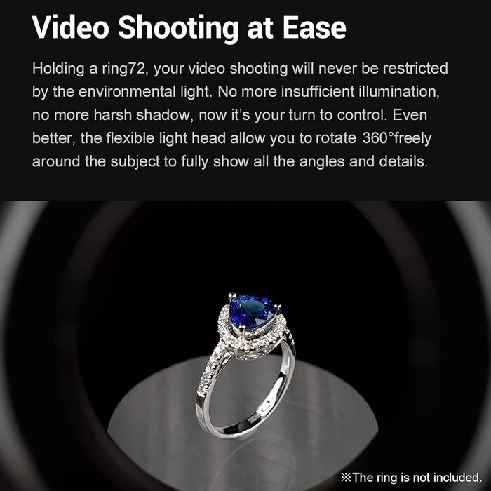 GODOX RING72 LED кільцева лампа для відео та фотозйомки з регулюванням яскравості, 72 LED, 5600K, адаптери 49-77mm