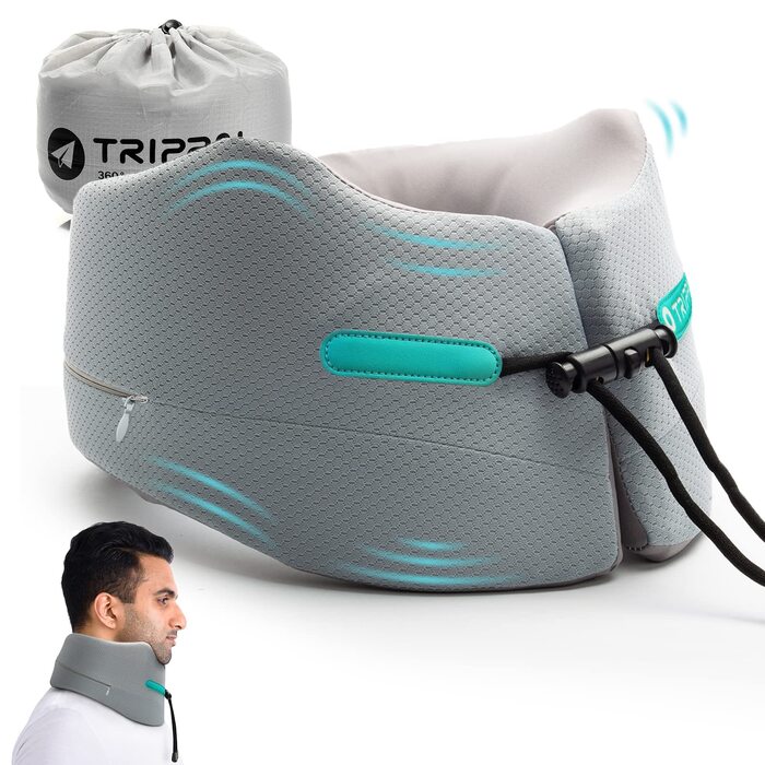 Подушка для шиї з піни Memory Foam для подорожей: комфортна підтримка голови в літаку, авто, автобусі, поїзді (розмір L)
