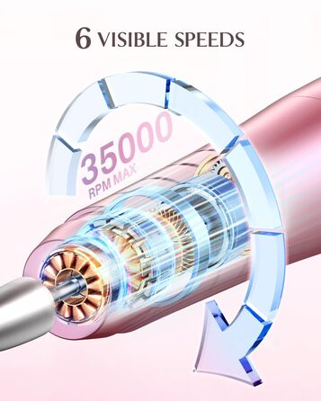 Електрична фрезерна машинка JOREST 13-в-1 бездротова, 35 000 об/хв, 6 режимів - набір для манікюру для гелевих та акрилових нігтів, догляд за нігтями для початківців, рожевий колір