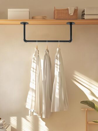 Wall-Mounted Clothes Rack, Pipe Clothes Rail, Industrial Style Wall Hangers, Detachable Metal Clothes Rods, Coat Rack, Bedroom for Hallways, Living Room, Bedroom (50cm - 2PCS)