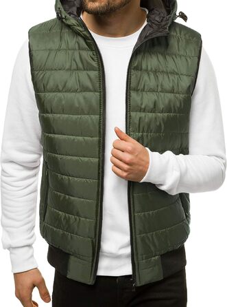 Чоловіча степкова жилетка OZONEEE з капюшоном, без рукавів, спортивна, для активного відпочинку, розмір M, зелена