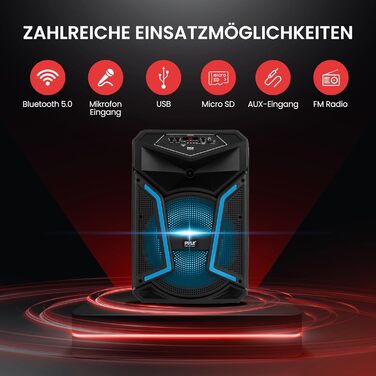 Портативна Bluetooth колонка Pyle 1680 Вт з мікрофоном, колесами та LED-підсвіткою для караоке та вечірок