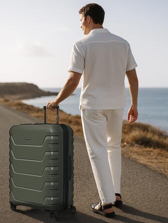 Чемодан тріумф SMARTBOX Olive L (76 см), розширюваний, 111-120 л, поліпропілен, 4 колеса, TSA-замок, 4.2 кг