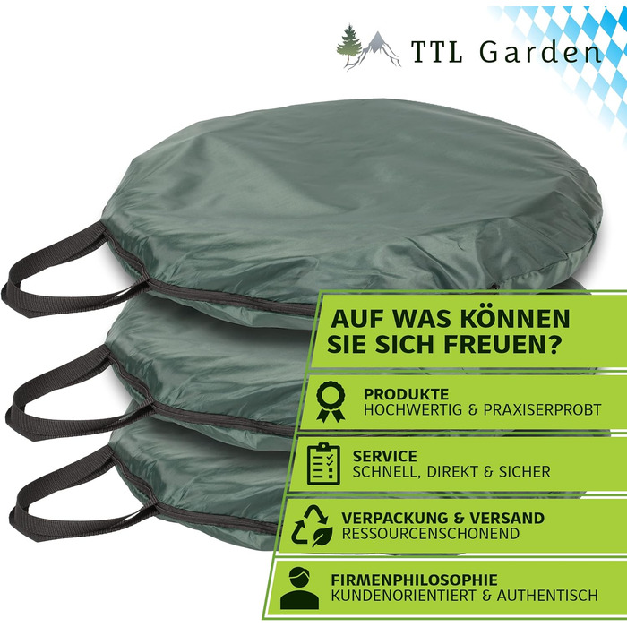 TTL Garden Комплект з 3 садових мішків 160 л з кришкою, 220 г/м², 600D Оксфорд, складаний, для листя та садових відходів, міцний