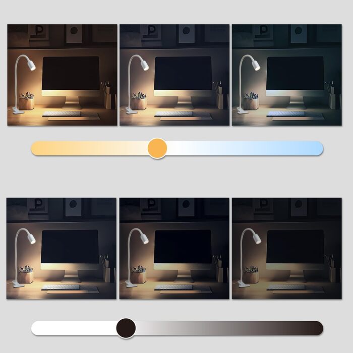 LED Лампа для читання на ліжко з кліпсою da LIGHT, диммер, 3 режими, USB, для навчання, роботи (біла)