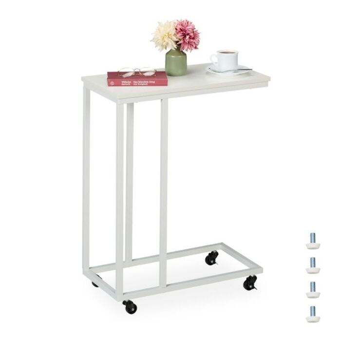 Relaxdays C-Shaped Side Table with Wheels