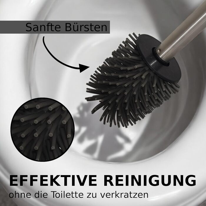 Набір для чищення унітазу з ручкою з нержавіючої сталі - 2 насадки, для ванної кімнати, гігієнічний, антибактеріальний