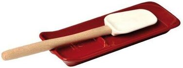 Interior Oak Grooved Spoon Rest, Ceramic, Burgundy