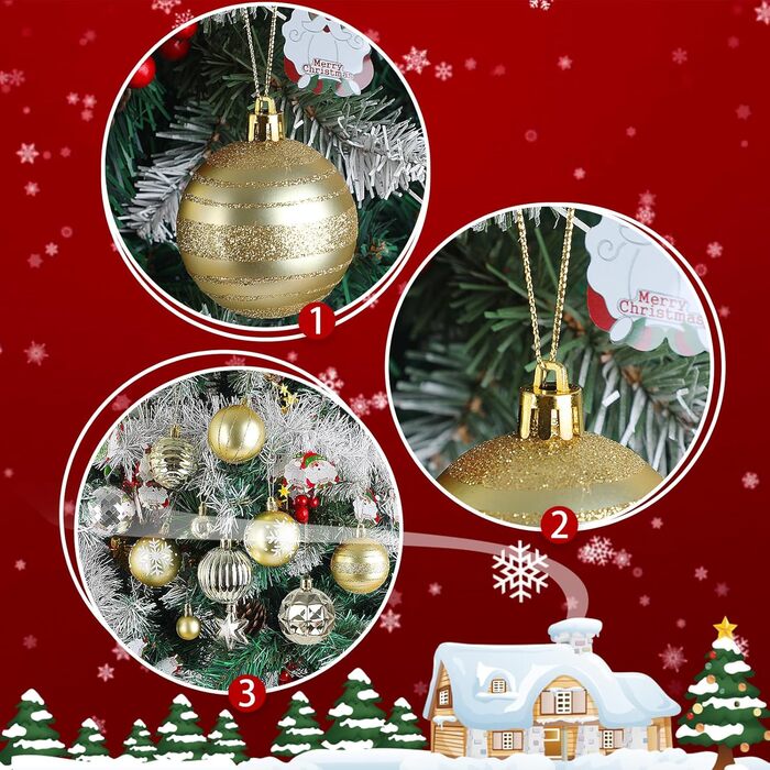 Набір прикрас на ялинку 44 шт. (6см та 3см), блакитний та сріблястий, для дому та вулиці