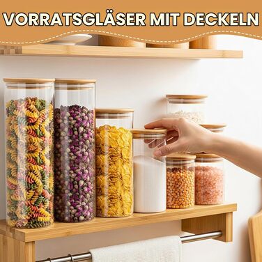 Набір герметичних скляних банок для зберігання продуктів з кришками, 8 шт (450мл, 650мл, 950мл, 1350мл), штабелювані контейнери