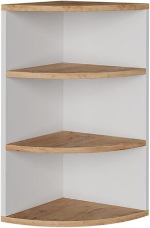 Vicco Corner Shelf Ecki, Bookshelf, White/Gold Kraft Oak, 30 x 60 cm
