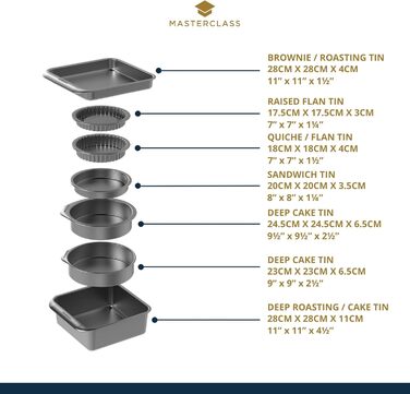 Набір форм для випічки MasterClass Smart Space Stacking Antihaft, 7 шт., сірий. Набір для випічки та запікання, з антипригарним покриттям, сталевий, в подарунковій коробці