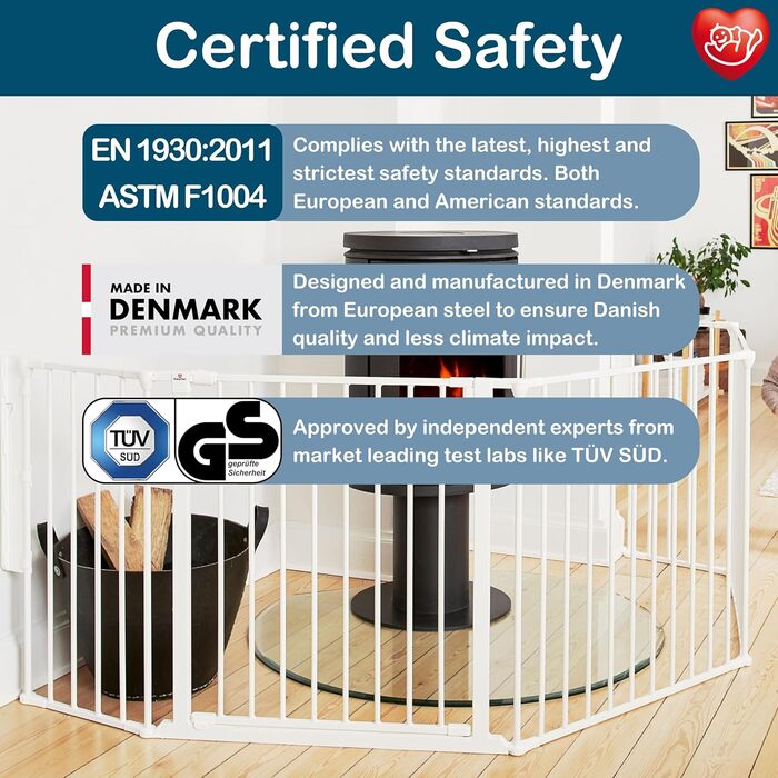 BabyDan Flex XXL: захисне бар'єр для каміну/сходи/кімнати, білий, 90-278 см, Данія