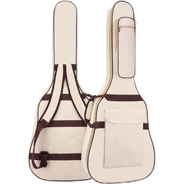 Водонепроникний кейс для гітари SUQ Oxford, 40/41 дюймів, з принтом музичних нот, нейлон, Gigbag, для електро-, акустичної та концертної гітари, ударостійкий, 8 мм підкладка, водонепроникний (бежевий)