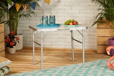 Складний стіл Camp Active алюмінієвий 75x55x60 см сріблястий з регульованими ніжками